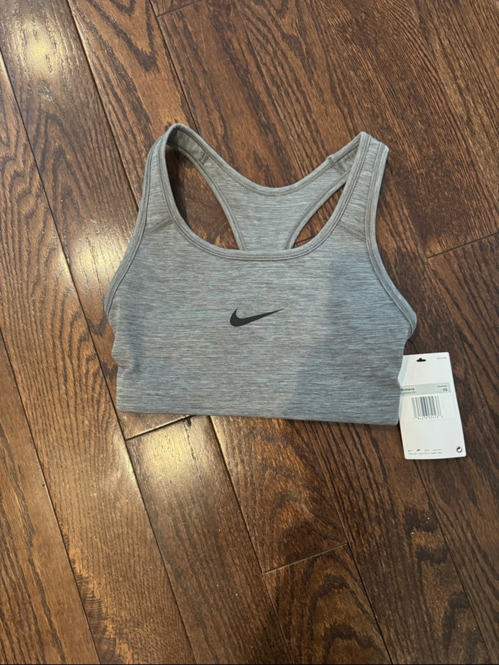 NWT Nike grey Medium Support Non Padded Swoosh 2.0 Sports Bra Size xs